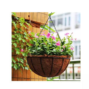 Cesti pensili da giardino <span class=keywords><strong>di</strong></span> grandi dimensioni con design personalizzato, fioriere rotonde in fibra <span class=keywords><strong>di</strong></span> cocco per decorazione - Product Image 1