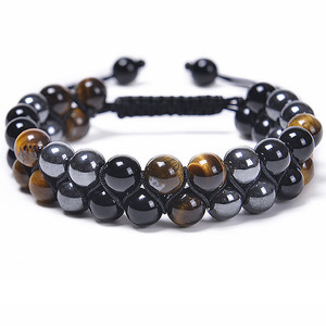 Premium Adjustable Tiger Eye Hematite <b>Beads</b> Unisex <b>Bracelet</b> Stylish Trendy Design Natural Energy Stone Essential Oil 19-30cm - Product Image 1