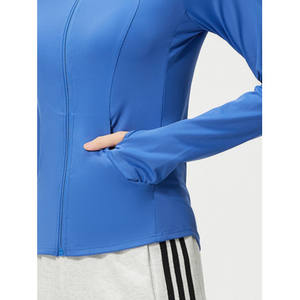 LU FEEL Sweat à capuche tricoté pour femme, manches longues, fermeture éclair sur le devant, séchage rapide, bleu, coupe sportive, vêtements de sport - Product Image 2