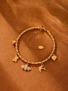 <span class=keywords><strong>Collier</strong></span> tendance DIY multi-accessoires avec pendentif papillon en zircon, chaîne à maillons en acier inoxydable plaqué or 18 carats, zircon de laboratoire pour femme - Product Image 4