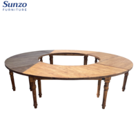 Mesa de granja curva de madera serpentina de estilo francés rústico para jardín granja boda fiesta Hotel comedor Picnic eventos