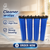 Système de filtration d'eau pour toute la maison en 4 étapes, 20 pouces, avec boîtier de cartouche filtrante Big Blue de 20 pouces pour purificateur d'eau potable