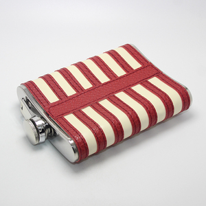 Gourde à whisky portable en acier inoxydable avec drapeau américain, 6/7/8 oz, en cuir et métal, pour voyage, personnalisable - Product Image 3