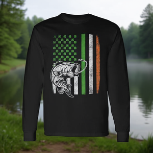 Camiseta Vintage de Manga Larga con Bandera Irlandesa Estadounidense del Día de San Patricio, Cuello Redondo Unisex para Adultos, Actividades Promocionales, Seda - Product Image 2