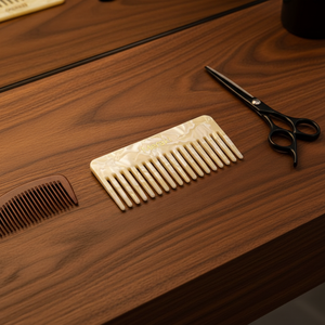 Pettine per Capelli in Eco Acetato di Cellulosa a Denti Larghi da <span class=keywords><strong>4</strong></span> mm per Donna e Ragazza Stile Coreano con Logo Personalizzato all'Ingrosso da Fabbrica Certificata BSCI e GRS - Product Image 2