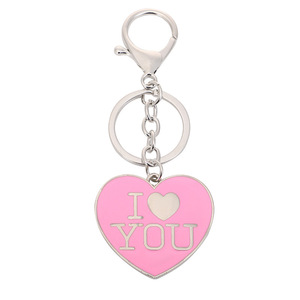 Llaveros de corazón de aleación de Zinc de Metal de estilo bonito a la moda, llaveros 'I <span class=keywords><strong>Love</strong></span> <span class=keywords><strong>You</strong></span>', llavero de mosquetón de hierro personalizado con impresión esmaltada - Product Image 5