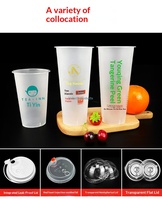 Gobelet rigide en plastique PP givré personnalisable de 12 oz, 14 oz, 16 oz, 22 oz pour Bubble Tea, transparent avec impression de logo