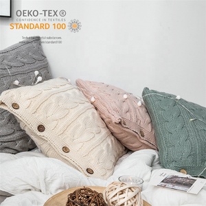 Sofa <strong>Cushion</strong> Covers Set Chair Seat <strong>Beige</strong> Modern Material Knitted Pillowcase// High Quality White Pillowcase Woven OEM Available - Product Image 1
