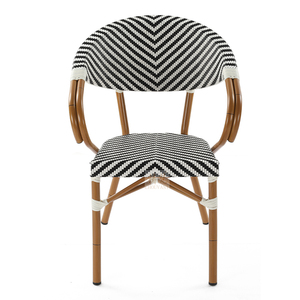 Sedia da Bistrot Francese con Braccioli, Telaio in Alluminio Verniciato a Polvere, <span class=keywords><strong>Tessuto</strong></span> Teslin Resistente alle Intemperie, Impilabile, per Esterni, Hotel, Villa, Parco - Product Image 4
