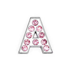 Ciondoli rimovibili in lega A-Z rosa con strass di lusso e motivo a lettere dell'alfabeto - Product Image 5