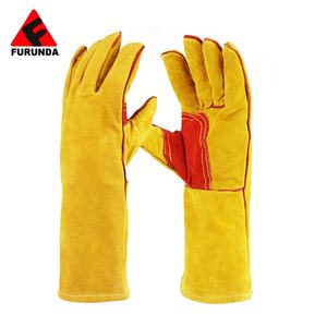 Guantes Largos de Soldador de 14 Pulgadas para Trabajo Pesado de Cuero Partido de Vaca Resistentes al Calor - Product Image 5