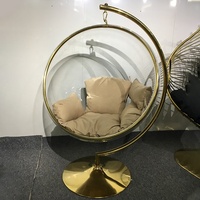 Chaise balançoire suspendue moderne en acrylique intérieure et extérieure bon marché chaise balançoire en forme d'œuf pour patio en bambou