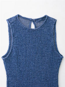 GX5280 أزياء النساء ملابس البوتيك بلا أكمام الدنيم خط اللباس السيدات ملابس الشارع الأنيق الجينز فستان صغير - Product Image 3