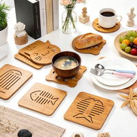 Sous-verres en bois multi-formes, tapis de table ajourés, isolants thermiques, en bois naturel, décoration de table, vente en gros