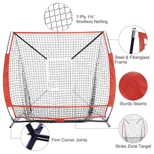 Rete da Allenamento Pieghevole Rossa per <span class=keywords><strong>Baseball</strong></span> e Softball, per Interni ed Esterni, con Funzione di Rimbalzo e Blocco - Product Image 6
