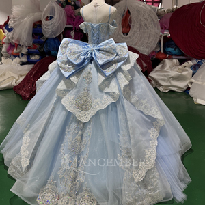 Vestido de Novia de Lujo Jancember XS249, Vestido de Novia Azul Cielo, Vestido de Baile con Peplum de Encaje, Vestido de Novia con Cuentas, Ropa para Recepción de Matrimonio - Product Image 2