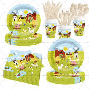 DAMAI <b>Farm</b> Birthday Decorations Plates <b>Set</b> Barnyard Animals Baby Shower Paper Plates Napkins Cups <b>Set</b> Party Supplies - Product Image 2