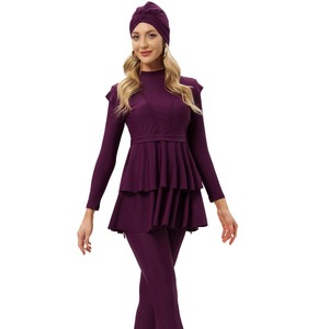 Maillots de bain islamiques modestes et conservateurs pour femmes <span class=keywords><strong>2022</strong></span>, en nylon imperméable, très élastiques, avec coussinets de poitrine - Product Image 4