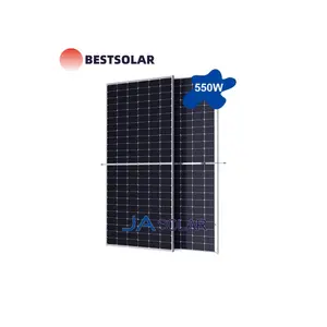 JA Panneaux solaires bifaciaux 550 Watts Alimentation OEM avec demi-cellule et technologie PERC Couvercle frontal en verre en stock en Chine