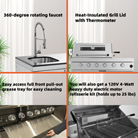 Ensemble de Cuisine Extérieure en Acier Inoxydable 304 avec Barbecue à Gaz et Rangement