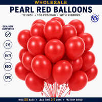 Ballons en latex rouge, utilisés pour les anniversaires, les baby showers, les décorations de mariage, 100 ballons rouges de 12 pouces.