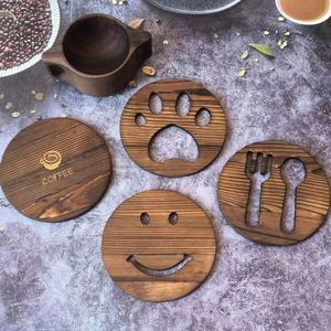 Creative Pine Wooden Household Coasters Retro Heat Resistant Solid Wood Coffee Tea Drinks <b>Cup</b> <b>Mat</b> - Product Image 2