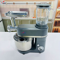Mélangeur sur socle multifonctionnel 6 en 1 avec bol en acier inoxydable de 7.5 litres, hachoir à viande à tête inclinable de 1500W à 7 vitesses, mélangeur de jus