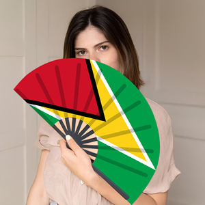 Abanicos Plegables de Bambú con la Bandera de Guyana al por Mayor, Abanico de Mano para Carnaval, Boda, Festival, Fiesta, Agencia de Viajes - Product Image 5