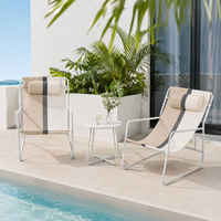 K.D. Ensemble bistrot 3 pièces en acier massif, chaises et table d'extérieur, mobilier de jardin et de balcon, portable pour parc et hôtel