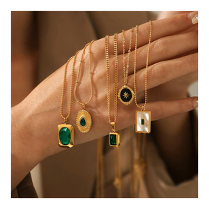 Colliers pendentif <span class=keywords><strong>émeraude</strong></span> en acier inoxydable de style français Collier zircon <span class=keywords><strong>émeraude</strong></span> coeur de luxe - Product Image 1