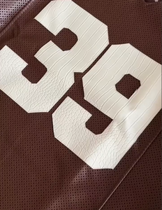 Personalized Custom Logo Leather Letter Print logo School Team T-shirt <strong>Retro</strong> Oversize Hip Hop Streetwear Football <strong>Jersey</strong> Men - Product Image 5