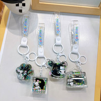 Nouveau Porte-clés Panda en Acrylique avec Paillettes Flottantes et Motif de Dessin Animé, Pendentif de Sac
