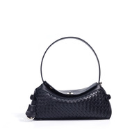 Sac à Main de Luxe Tendance, Confortable, en Cuir Véritable Tressé, Portable, Style Vintage, pour Femme