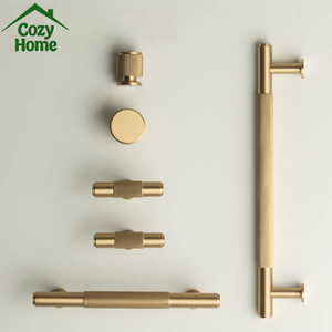 Kitchen Cabinet Handles Luxury Gold Soild Brass Cabinet <strong>Knobs</strong> and Handles Vertical Stripes Design Drawer Wardrobe <strong>Door</strong> Handles - Product Image 2