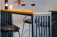 Ensemble de table de bar moderne en bambou nordique avec cadre en fer, à poser au mur, à pieds hauts, pour la maison et les restaurants