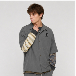 Nueva Camisa <span class=keywords><strong>de</strong></span> Gimnasio con Botones, Camisa <span class=keywords><strong>de</strong></span> Trabajo Gris <span class=keywords><strong>Gabardina</strong></span> con Diseño <span class=keywords><strong>de</strong></span> Bolsillo Grande, Nuevo Modelo <span class=keywords><strong>de</strong></span> Camisa Casual <span class=keywords><strong>de</strong></span> Manga Corta para <span class=keywords><strong>Hombre</strong></span> - Product Image 4