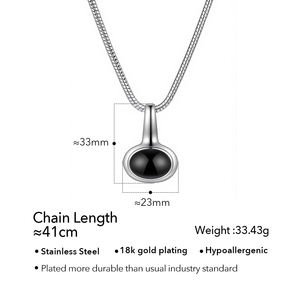 สร้อยคอแฟชั่นคุณภาพสูงสไตล์วินเทจ จี้หินธรรมชาติสีดำ พร้อมสายสร้อยแบบกระดูกงู สำหรับผู้หญิง ขายส่งเครื่องประดับ รุ่น P253681 - Product Image 4