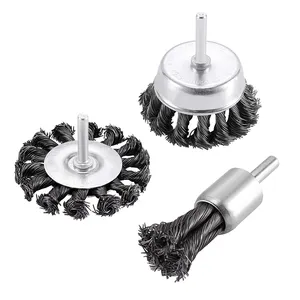 Rust Removing Wire Cup Brush Stainless Steel Twisted Knotted Wire Wheel Brush Industrial Polishing Wire Brush