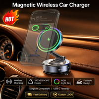 Support de chargeur de voiture sans fil en gros, ventouse magnétique à charge rapide 15W, rotation 360° °   Rotation, logo personnalisé pour tous les smartphones