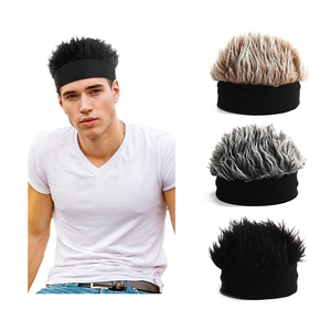 Venta al por mayor Retro Punk Mujeres Hombres Spiked <span class=keywords><strong>Peluca</strong></span> de pelo corto Colorido Sin borde de punto Beanie Hair Hat <span class=keywords><strong>Peluca</strong></span> - Product Image 1