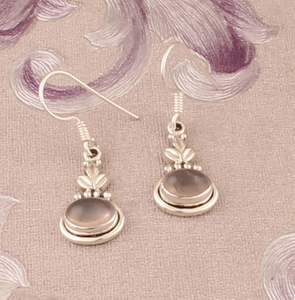 Pendientes de aro minimalistas de piedras preciosas ovaladas de cuarzo rosa de Plata de Ley 925 para mujer, regalo de boda, piedra natal de enero - Product Image 4