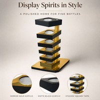 Support de présentation carré multi-niveaux pour bouteilles d'alcool en acrylique doré miroir et noir mat