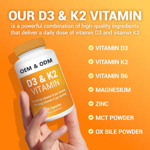 Suplemen Kapsul Lunak Vitamin D3 K2 OEM, K2 MK7, Bahan Vegetarian, 10000 IU Vitamin D3 K2 untuk Kesehatan <span class=keywords><strong>Diet</strong></span> - Product Image 5