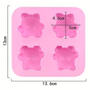 Molde de silicona ecológico de 4 agujeros con forma de bicicleta de dibujos animados, hecho a mano, reutilizable, para velas, repostería, jabón, herramienta DIY, OEM/ODM - Product Image 2