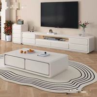 Meuble TV moderne en bois massif avec table basse intégrée pour petit appartement, salon, compatible avec les téléviseurs de 65 pouces et plus, fabriqué en Chine, prêt à l'emploi