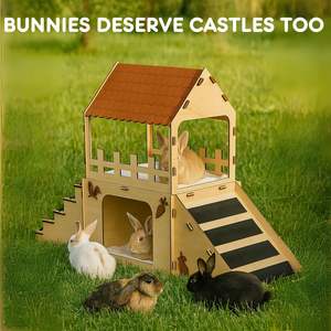 Gran Escondite para Conejos, Acogedor <span class=keywords><strong>Castillo</strong></span> para Conejos con Tapetes de Felpa, Escondite de Madera para Conejos, Casa para Conejos de Interior, Casa para Chinchillas, Casa para Cobayas - Product Image 6
