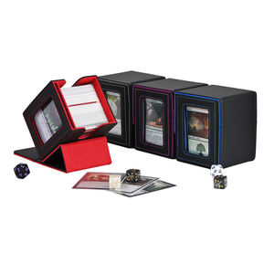 Boîte de rangement pour cartes de visite et de jeu de cartes Commander, style vertical, fermeture magnétique en PU, plus de 100 fenêtres, couvercle pliable - Product Image 2