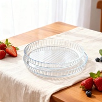 Vente en gros de plat de cuisson pour pizza gâteau en verre plat à tarte porte-tartes cannelures plateau allant au four passe au lave-vaisselle écologique