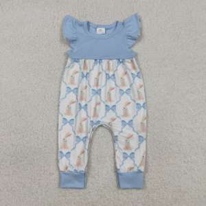 Combinaison courte à manches courtes pour bébé fille, motif canard gris, coton et élasthanne, confortable, décontractée, vente en gros ODM, SR3682 - Product Image 2