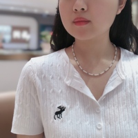 Collier en or 18 carats avec perle d'eau douce naturelle (avec apatite)